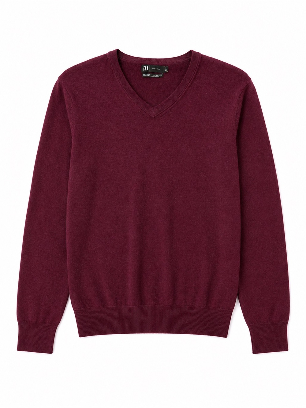 Simons 100% Merino Wool Burgundy V-Neck Sweater - Size M